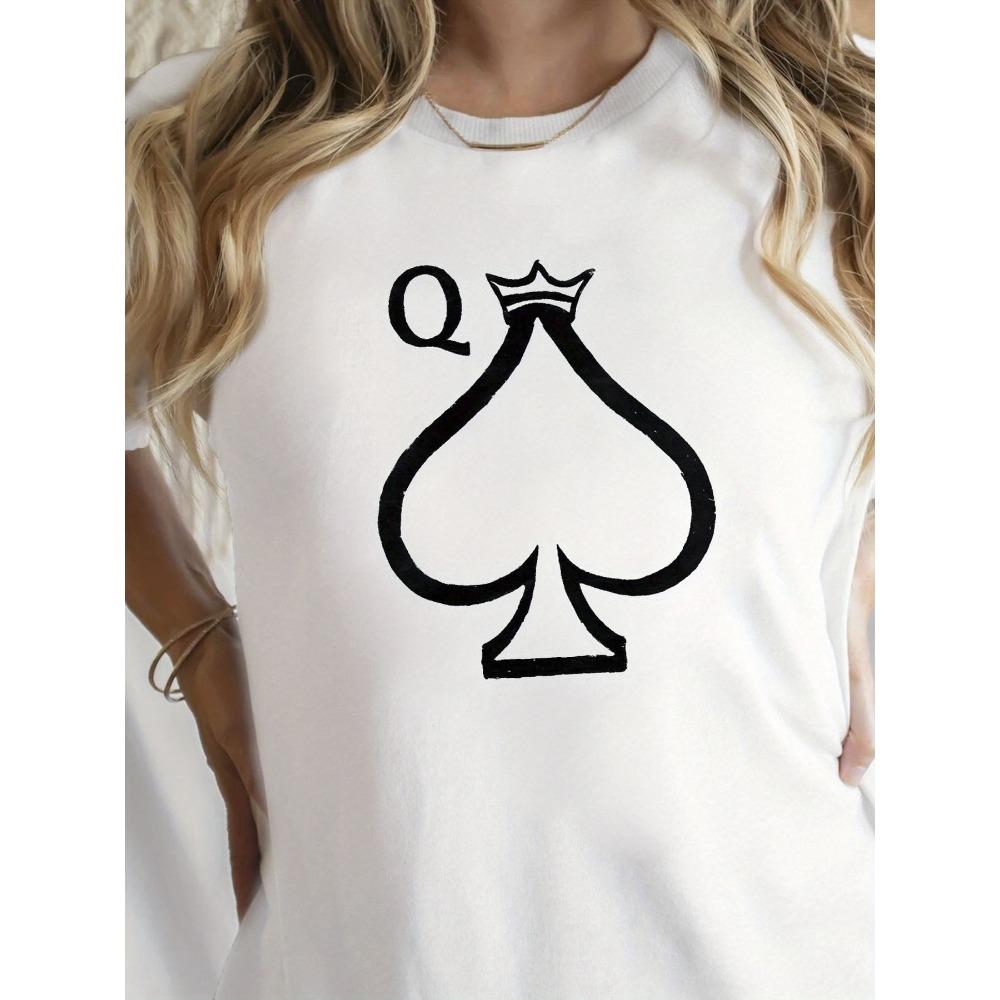 Spades Queen Illustration Printed T-Shirt for Summer Round Neck Short Sleeved Women Harajuku Sleeve Casual Aesthetic Clothes XS
Spades Queen Illustration Printed T-Shirt for Summer Round Neck Short Sleeved Women Harajuku Sleeve Casual Aesthetic Clothes XS