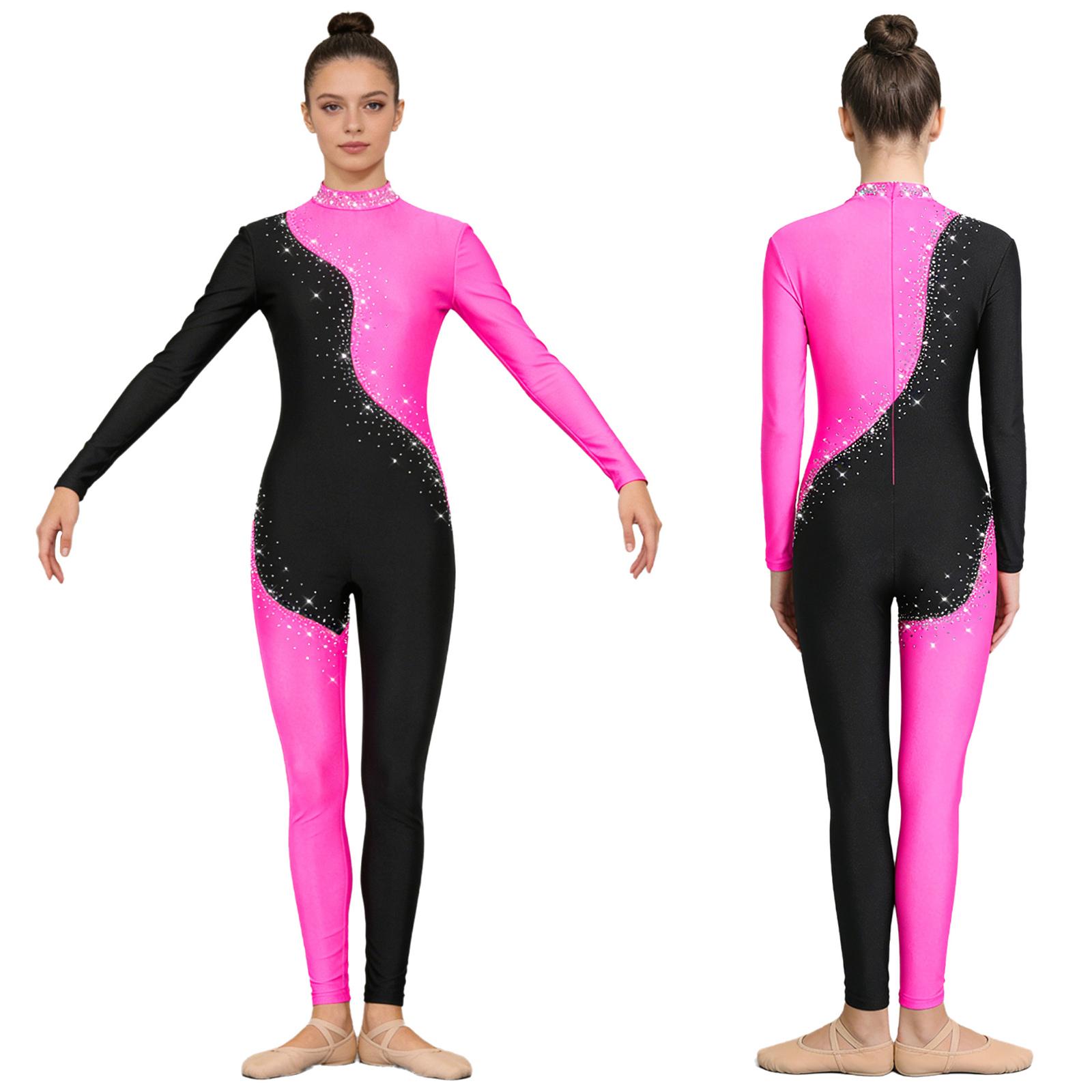 Ladies Rhinestone Leotard S-3XL Long Sleeve Full Length Pants Back Zip Color Block Unitard for Gymnastics Ballet Figure Skating S гарячі рожевого кольору
Ladies Rhinestone Leotard S-3XL Long Sleeve Full Length Pants Back Zip Color Block Unitard for Gymnastics Ballet Figure Skating S гарячі рожевого кольору