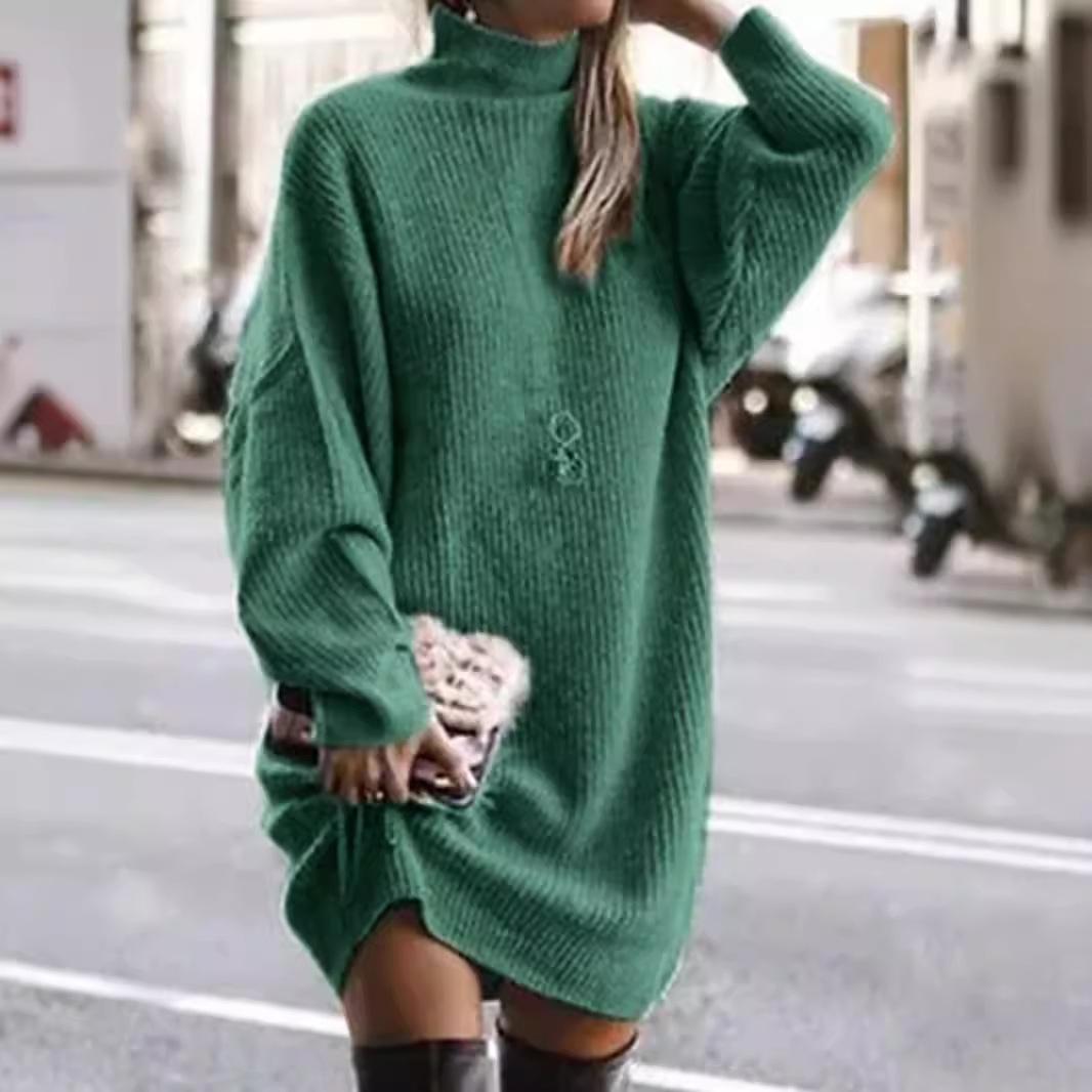 European and American Long Sleeve High Neck Knitted Pullover Dress for Spring, Autumn, and Winter S
European and American Long Sleeve High Neck Knitted Pullover Dress for Spring, Autumn, and Winter S