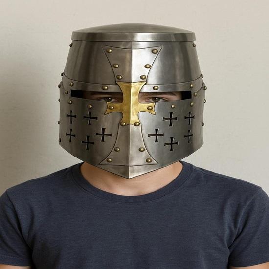 Средневековый шлем крестоносца Грейтхелм Полностью стальной рыцарский шлем с латунным крестом Доспехи тамплиера для крестового похода Историческая реконструкция LARP-шлем
Средневековый шлем крестоносца Грейтхелм Полностью стальной рыцарский шлем с латунным крестом Доспехи тамплиера для крестового похода Историческая реконструкция LARP-шлем