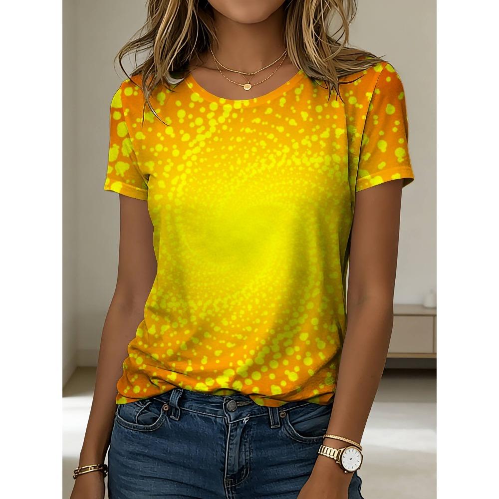 Vibrant yellow gradient polka dot women s T-shirt 3D seamless pattern round neck short-sleeved T-shirt 5XL
Vibrant yellow gradient polka dot women s T-shirt 3D seamless pattern round neck short-sleeved T-shirt 5XL