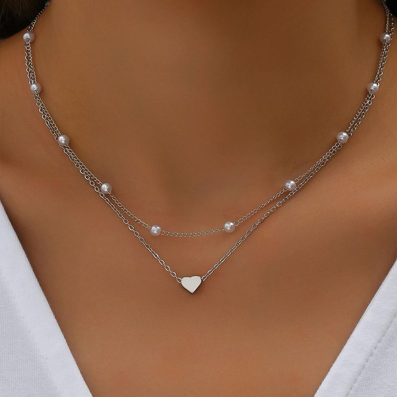 Double Layer Gold Pearl Heart Pendant Necklace For Women Minimalist Choker 1pcs срібний
Double Layer Gold Pearl Heart Pendant Necklace For Women Minimalist Choker 1pcs срібний