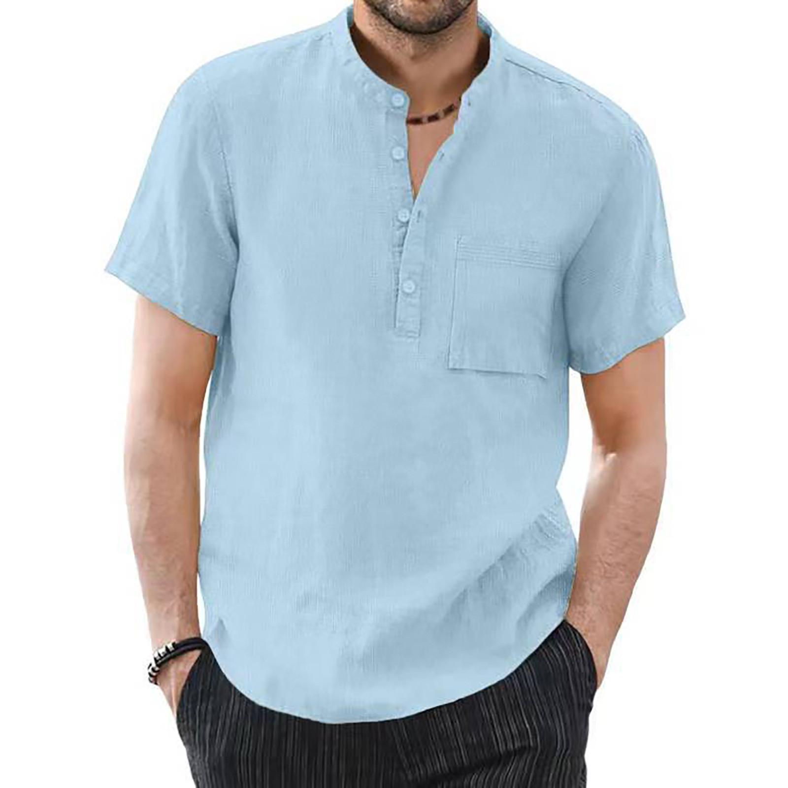 Designer Spring Summer Men s Casual Cotton Linen Color Short Sleeve Shirts Loose Stand Collar Shirts XXXL
Designer Spring Summer Men s Casual Cotton Linen Color Short Sleeve Shirts Loose Stand Collar Shirts XXXL