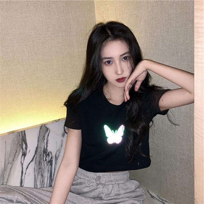 Summer New Internet celebrity couple wear reflective butterfly short-sleeved t-shirt female ins super hot short student on 2XL
Summer New Internet celebrity couple wear reflective butterfly short-sleeved t-shirt female ins super hot short student on 2XL