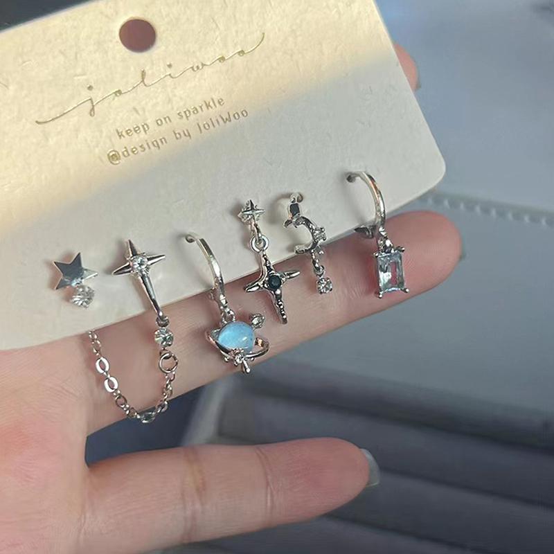 6Pcs Set Goth Punk Crystal Moon Cross Star Pendant Earrings For Men Women Y2K Vintage Aesthetic Jewelry Accessories onesize
6Pcs Set Goth Punk Crystal Moon Cross Star Pendant Earrings For Men Women Y2K Vintage Aesthetic Jewelry Accessories onesize