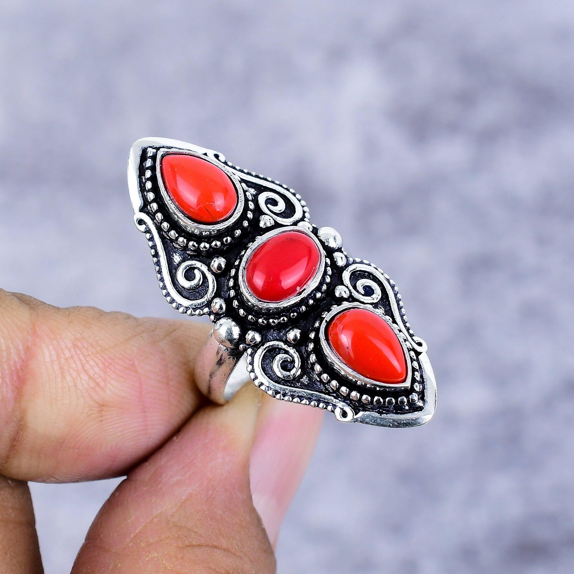 Italian Red Coral Gemstone Handmade 925 Sterling Silver Jewelry Ring Size 8 M-2676
Italian Red Coral Gemstone Handmade 925 Sterling Silver Jewelry Ring Size 8 M-2676