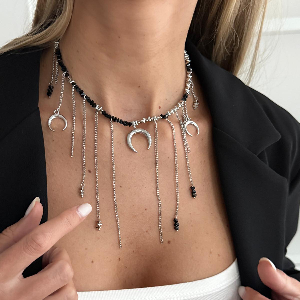 Ingemark Vintage Crystal Moon Tassel Pendant Chokers Necklaces for Women Trendy Irregular CCB Beads Neck Chain Wedding Jewellery
Ingemark Vintage Crystal Moon Tassel Pendant Chokers Necklaces for Women Trendy Irregular CCB Beads Neck Chain Wedding Jewellery