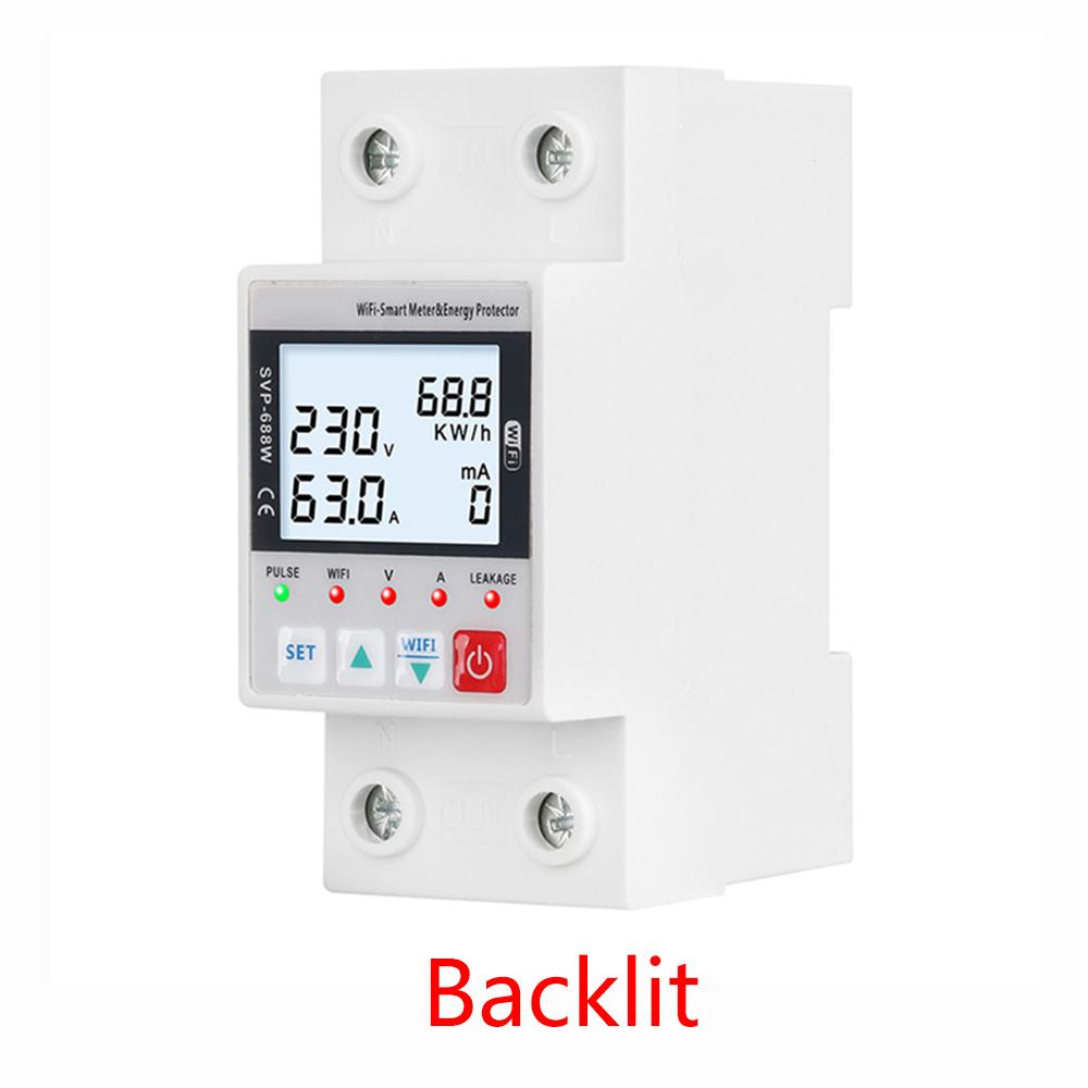 63A TUYA APP WiFi Smart Circuit Earth Leakage Over Under Voltage Protector Relay Device Switch Breaker Energy Power kWh Meter With Backlight
63A TUYA APP WiFi Smart Circuit Earth Leakage Over Under Voltage Protector Relay Device Switch Breaker Energy Power kWh Meter With Backlight