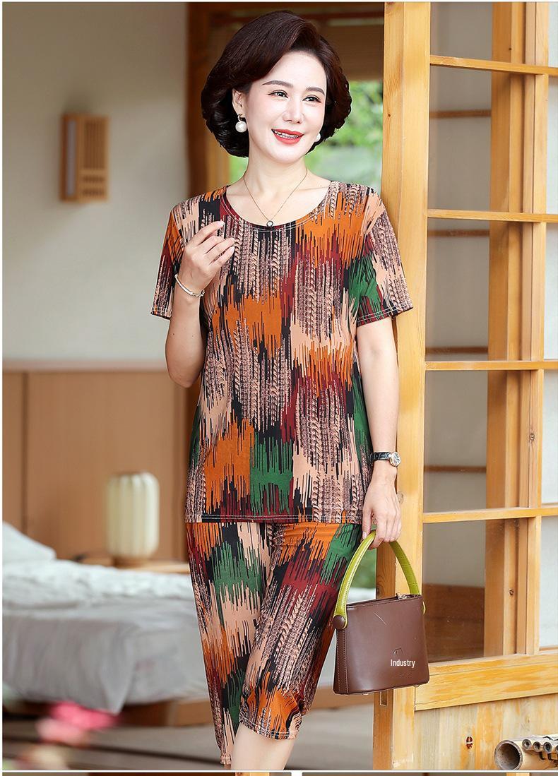 Ice Silk Summer Two-Piece Set for Women: Loose Casual Wear, Short Sleeve Top & Shorts, Perfect for Home or Outdoors. 4XL (130-150 jin)
Ice Silk Summer Two-Piece Set for Women: Loose Casual Wear, Short Sleeve Top & Shorts, Perfect for Home or Outdoors. 4XL (130-150 jin)
