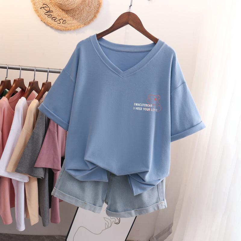 Женская футболка с коротким рукавом, большого размера, свободная и стройнящая, топ с V-образным вырезом с принтом 5XL синий
Женская футболка с коротким рукавом, большого размера, свободная и стройнящая, топ с V-образным вырезом с принтом 5XL синий