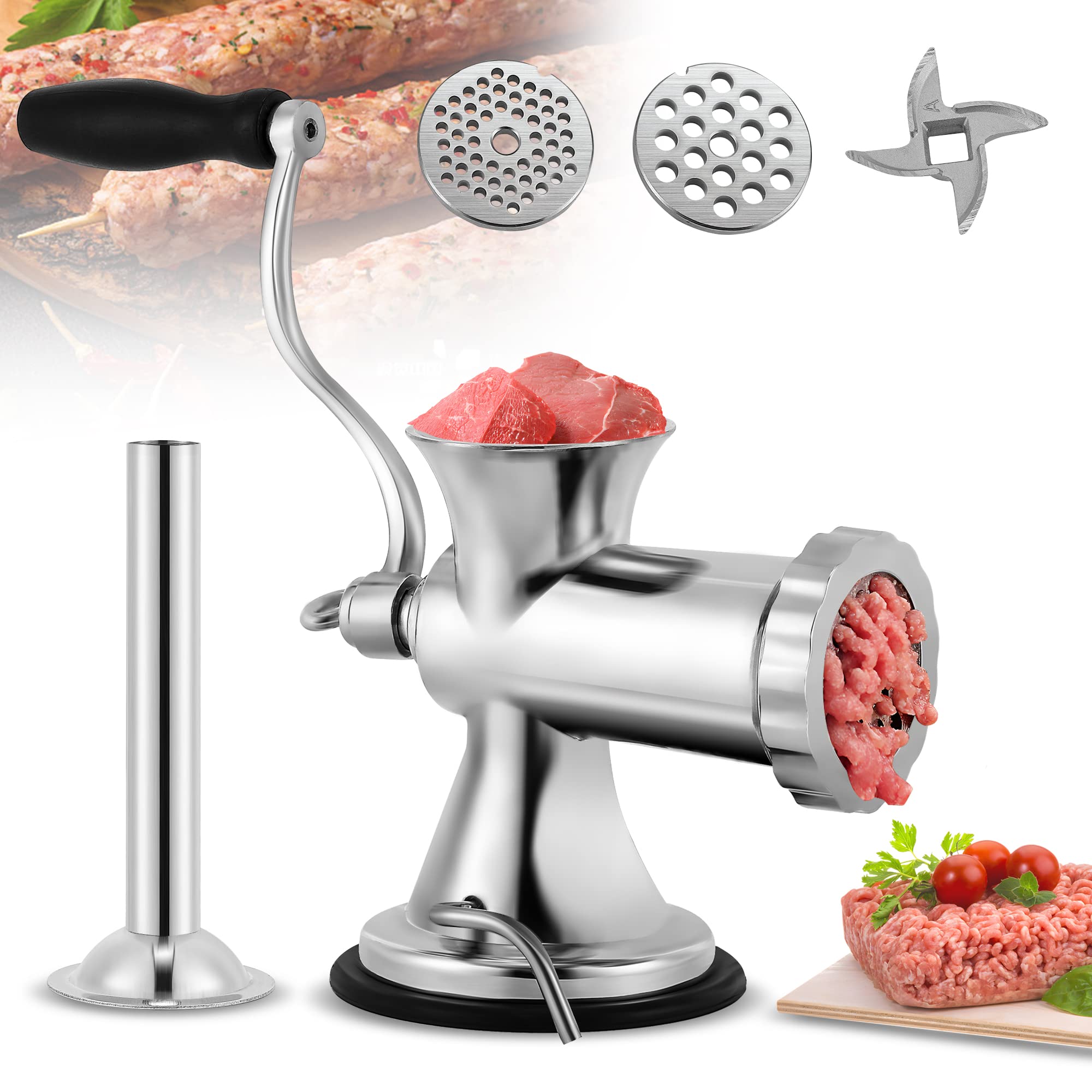 Hanchen Manual Suction Can Stuff Meat Stainless Easy to Improved Tabletop Mincer Mincer, Cup/Bracket Fixed, Intestines, 6mm/8mm Plate, Chopping,
Hanchen Manual Suction Can Stuff Meat Stainless Easy to Improved Tabletop Mincer Mincer, Cup/Bracket Fixed, Intestines, 6mm/8mm Plate, Chopping,