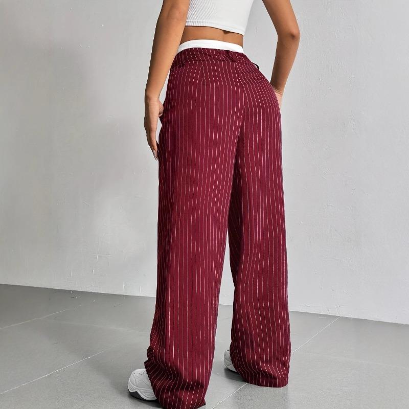 New women s trousers casual high waist color matching simple drape striped straight trousers XL червоний
New women s trousers casual high waist color matching simple drape striped straight trousers XL червоний