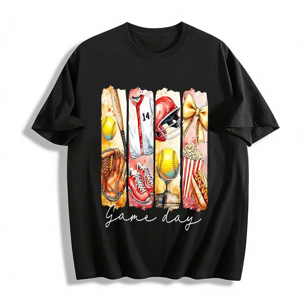 Vintage Watercolor Baseball Game Day Print Casual Sports T-Shirt Pure cotton T-shirt XXS
Vintage Watercolor Baseball Game Day Print Casual Sports T-Shirt Pure cotton T-shirt XXS