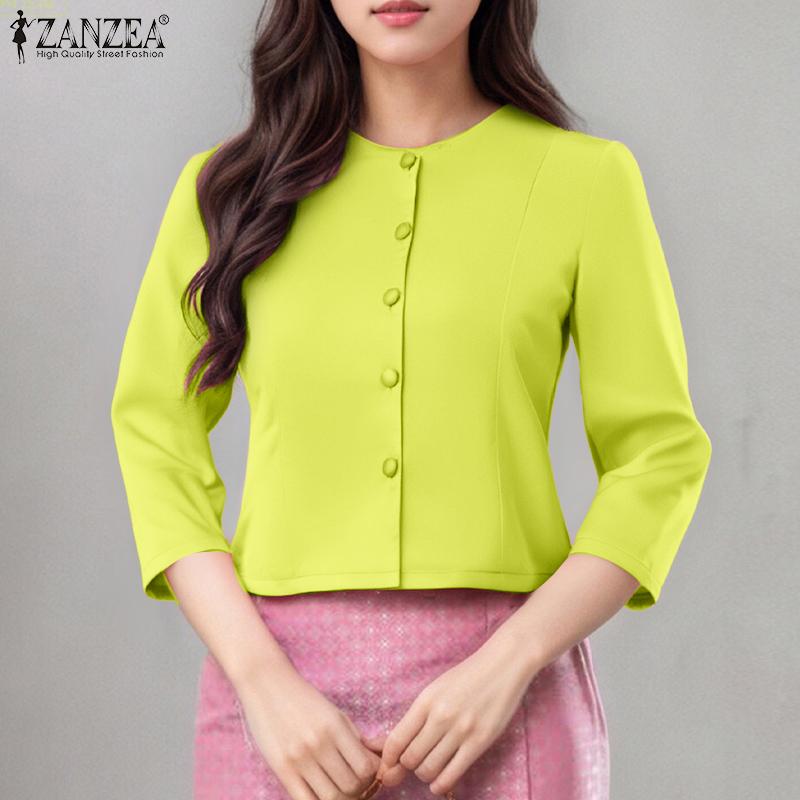 ZANZEA Жіноча повсякденна блузка з круглим вирізом, однотонна, літня, з рукавом 3/4 S білий
ZANZEA Жіноча повсякденна блузка з круглим вирізом, однотонна, літня, з рукавом 3/4 S білий