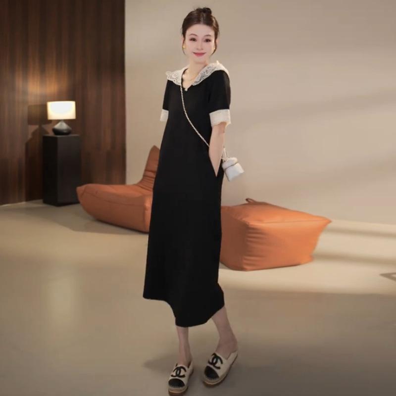 Elegant French Style Black Hooded Lace Dress: Slimming Short Sleeve Long Skirt for Women L
Elegant French Style Black Hooded Lace Dress: Slimming Short Sleeve Long Skirt for Women L