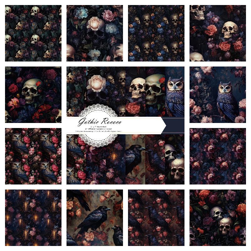 12 pieces DIY photo album scrapbook, account material paper card, single-sided pattern paper, Halloween skull pattern
12 pieces DIY photo album scrapbook, account material paper card, single-sided pattern paper, Halloween skull pattern