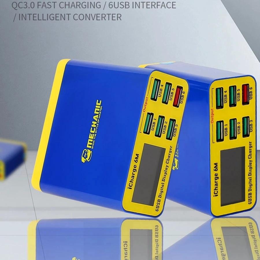 MECHANIC iCharge 6M QC 3.0 USB Smart Charge Поддержка быстрой зарядки с цифровым ЖК-дисплеем Многопортовое зарядное устройство для планшета
MECHANIC iCharge 6M QC 3.0 USB Smart Charge Поддержка быстрой зарядки с цифровым ЖК-дисплеем Многопортовое зарядное устройство для планшета