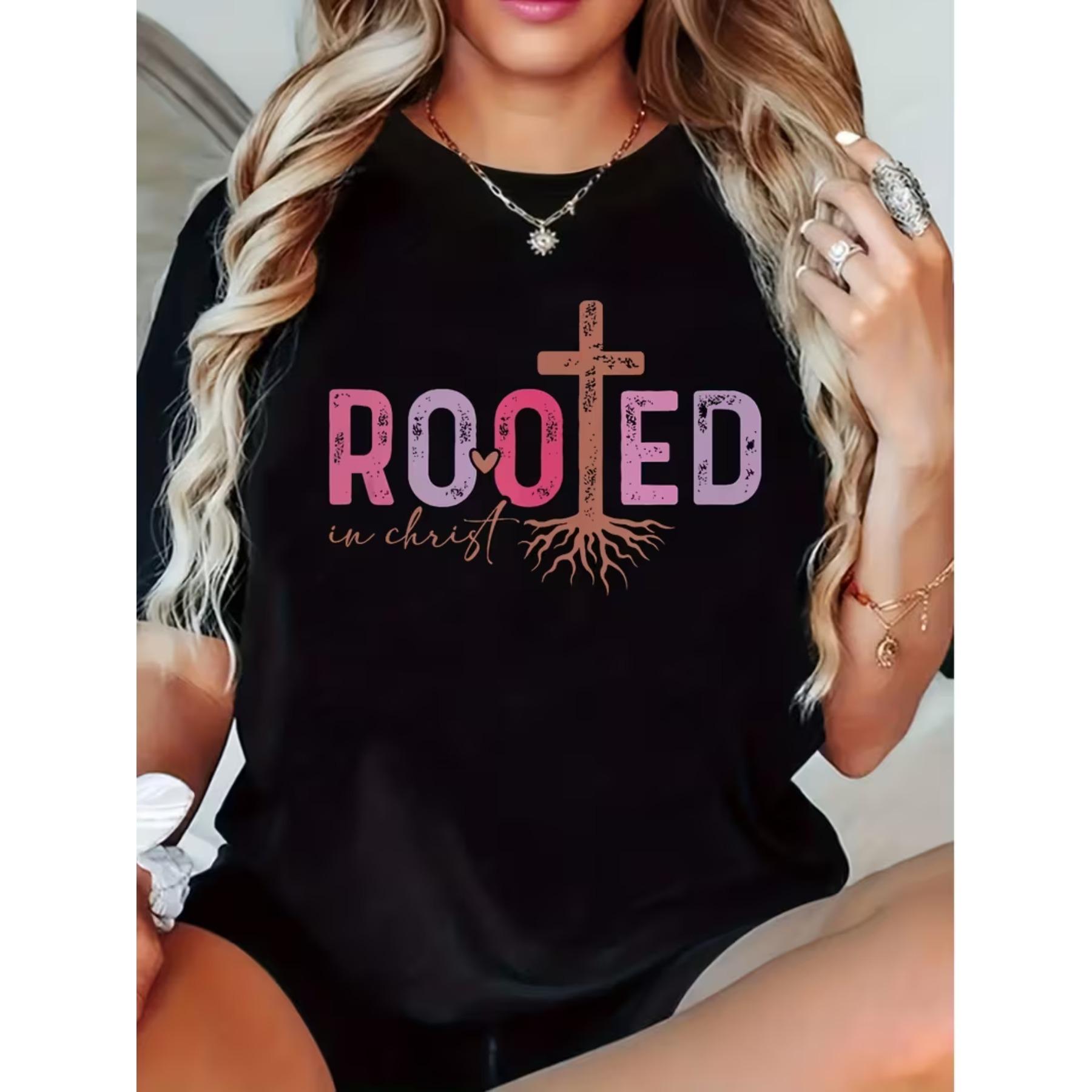 Women S ROOTED in Christ Graphic Tee - Black Casual Crew Neck Short Sleeve T-Shirt with Cross and Root Design, Spring/Summer Knit Top XXL
Women S ROOTED in Christ Graphic Tee - Black Casual Crew Neck Short Sleeve T-Shirt with Cross and Root Design, Spring/Summer Knit Top XXL