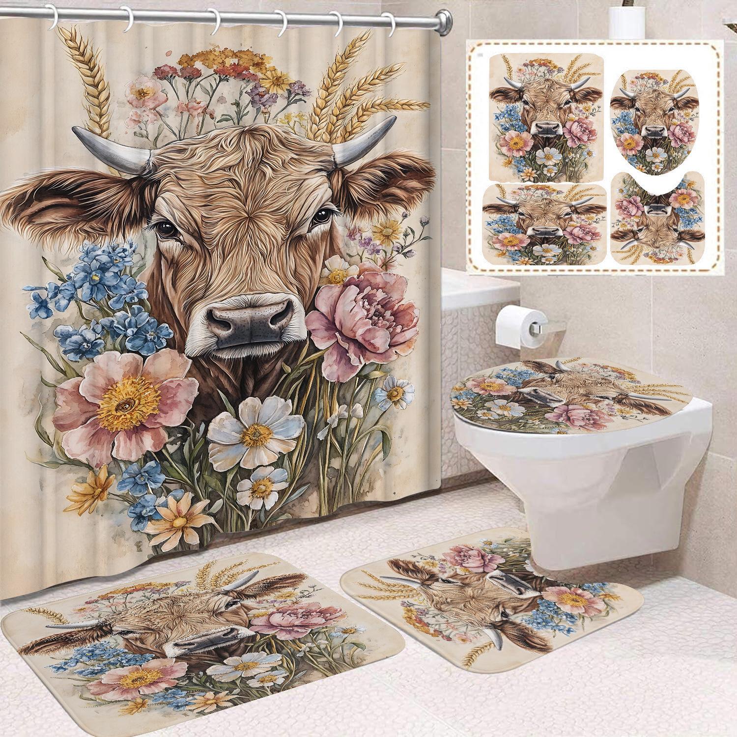 Cute Highland Cattle Printed Shower Curtain Waterproof Durable Polyester Bath Curtain For Home New Year Christmas Bathroom Decor W60H190(CM)-1 Pcs
Cute Highland Cattle Printed Shower Curtain Waterproof Durable Polyester Bath Curtain For Home New Year Christmas Bathroom Decor W60H190(CM)-1 Pcs