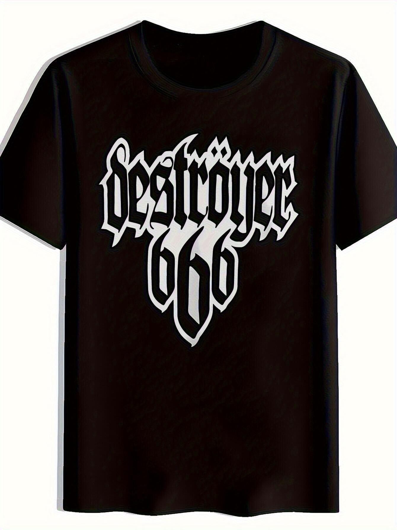 Black Graphic T-shirt with Bold DESTROYER 666 Print - Short Sleeve Crew Neck S
Black Graphic T-shirt with Bold DESTROYER 666 Print - Short Sleeve Crew Neck S