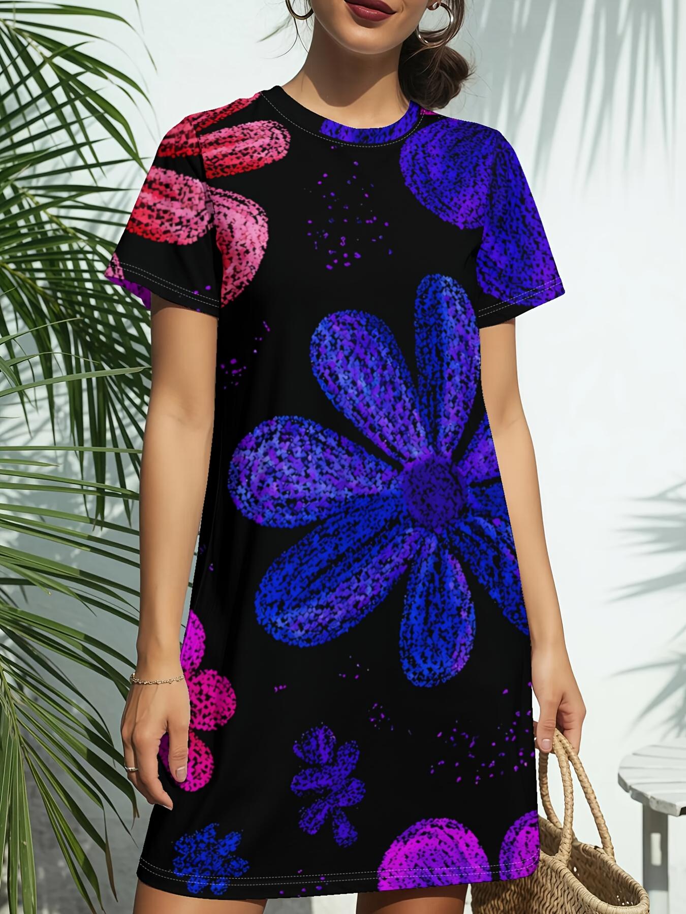 Women s Short Sleeve T-Shirt Dress with Round Neck - Purple Flower Print Blouse-Fit Suitable for Daily Wear. Dates ; Birthday Gifts Spring Summer Cas XS дубильная кора
Women s Short Sleeve T-Shirt Dress with Round Neck - Purple Flower Print Blouse-Fit Suitable for Daily Wear. Dates ; Birthday Gifts Spring Summer Cas XS дубильная кора