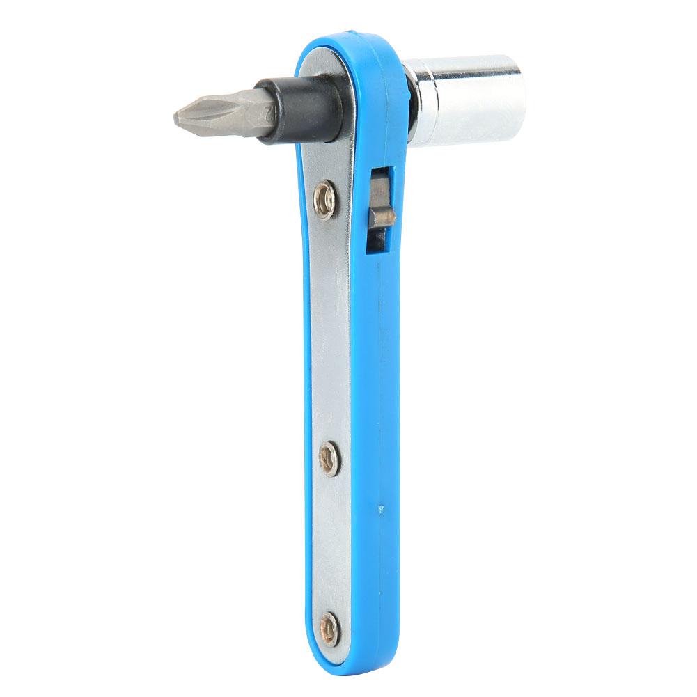 Синяя трещотка 10мм гаечный ключ с набором бит-отверток PH2 для ремонта