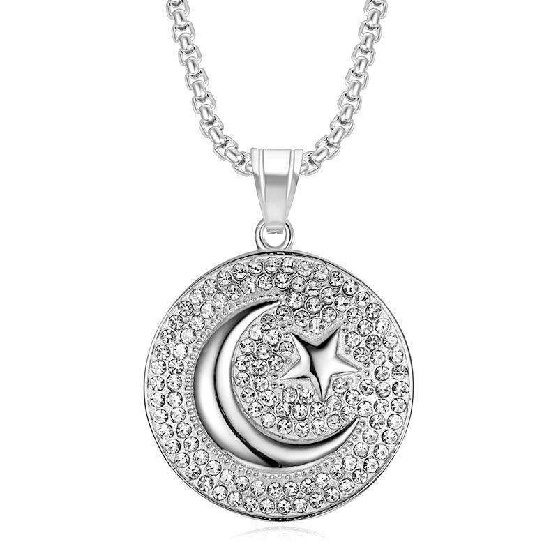 Turkish Stars Moon Pendant Necklace Hip Hop Stainless Steel PVD Gold Plated Men s Jewelry for Party Gift 60cm срібний
Turkish Stars Moon Pendant Necklace Hip Hop Stainless Steel PVD Gold Plated Men s Jewelry for Party Gift 60cm срібний