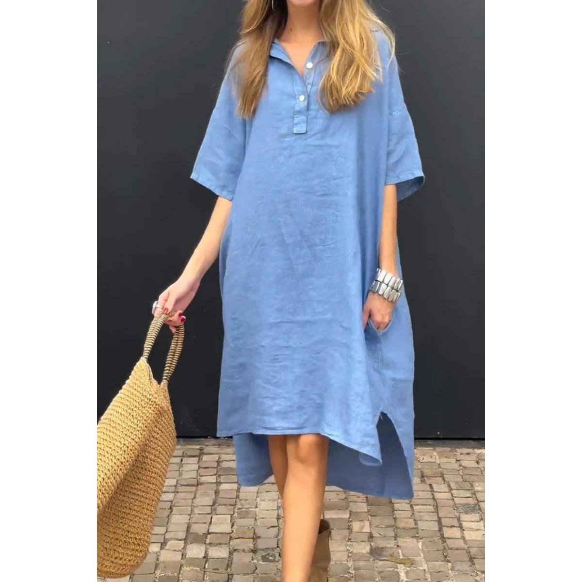 Women s Casual Solid Color Linen Cotton Lapel Button Down Long Dress S синий
Women s Casual Solid Color Linen Cotton Lapel Button Down Long Dress S синий