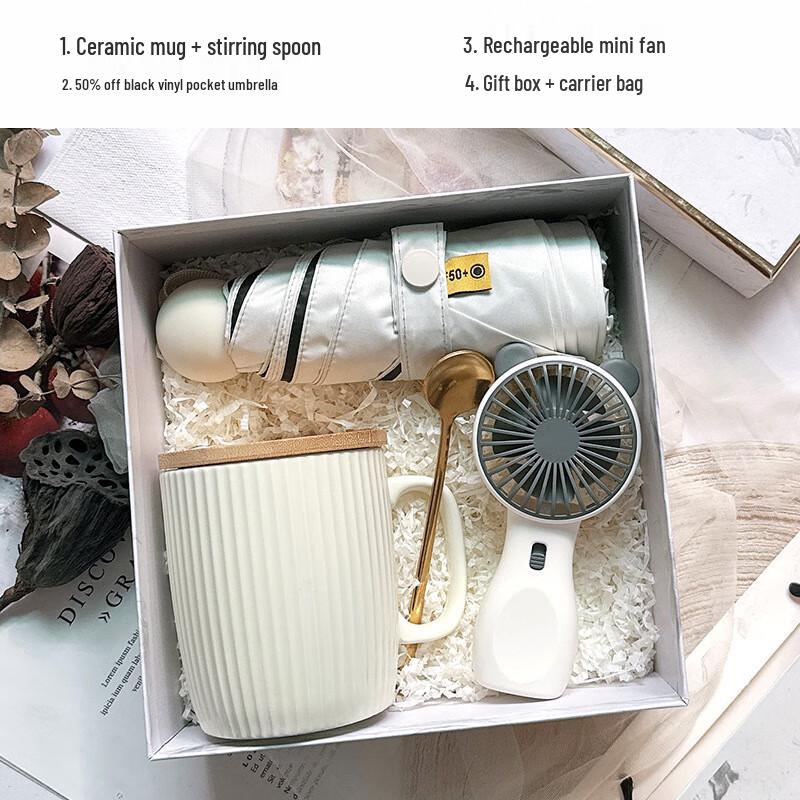 Holiday Gift Set with Ceramic Mug Mug, Spoon, Fan, Umbrella
Holiday Gift Set with Ceramic Mug Mug, Spoon, Fan, Umbrella