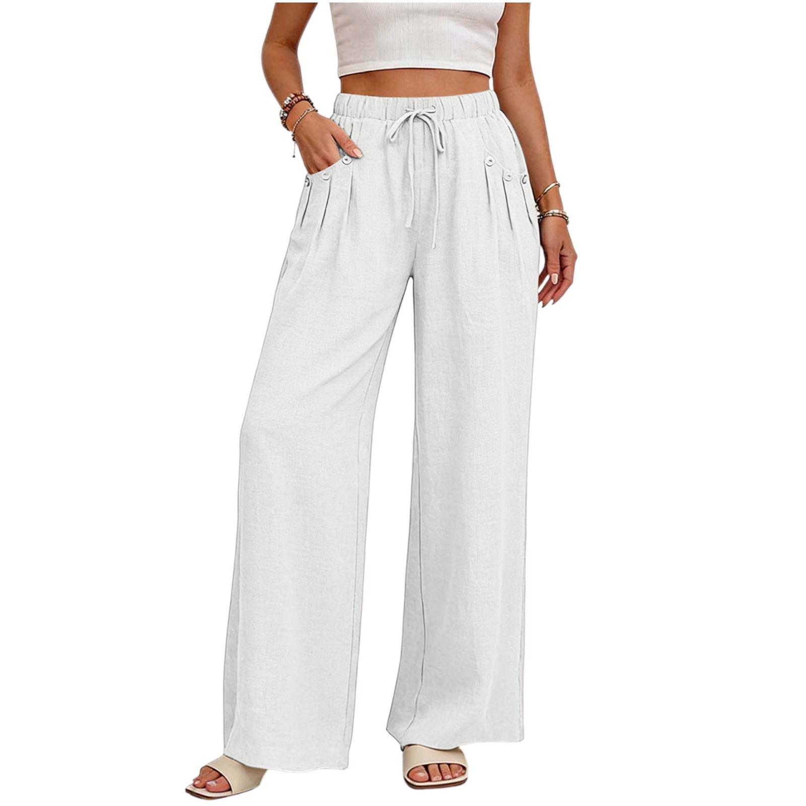 Women s Fashionable Color Drawstring Pocket Button Decoration Loose Casual Pants XL білий
Women s Fashionable Color Drawstring Pocket Button Decoration Loose Casual Pants XL білий