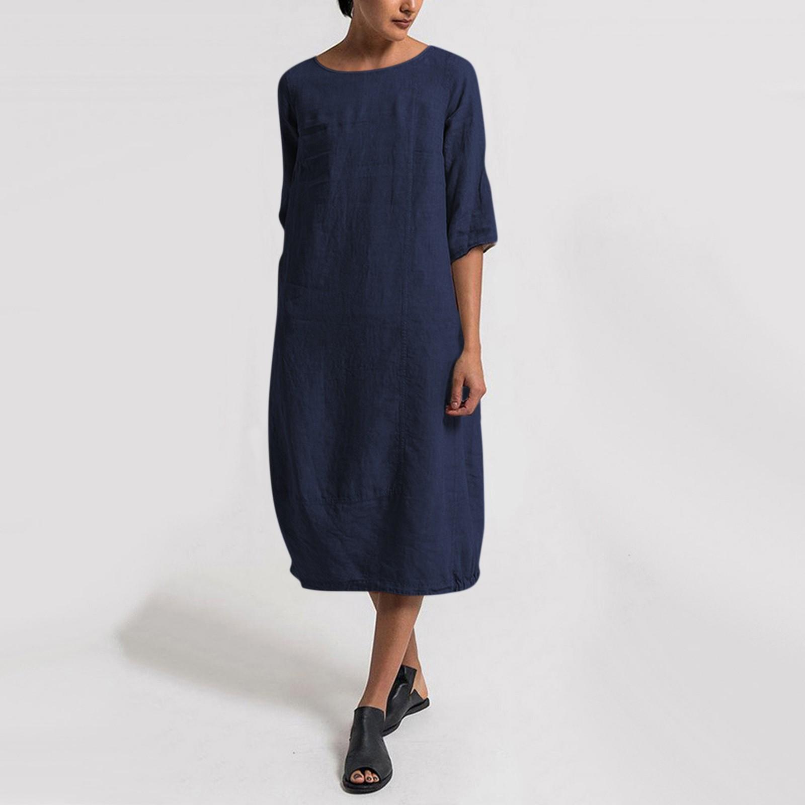 Женское повседневное свободное платье из хлопка и льна со средним рукавом и круглым вырезом большого размера XXXL тёмно-синий
Женское повседневное свободное платье из хлопка и льна со средним рукавом и круглым вырезом большого размера XXXL тёмно-синий