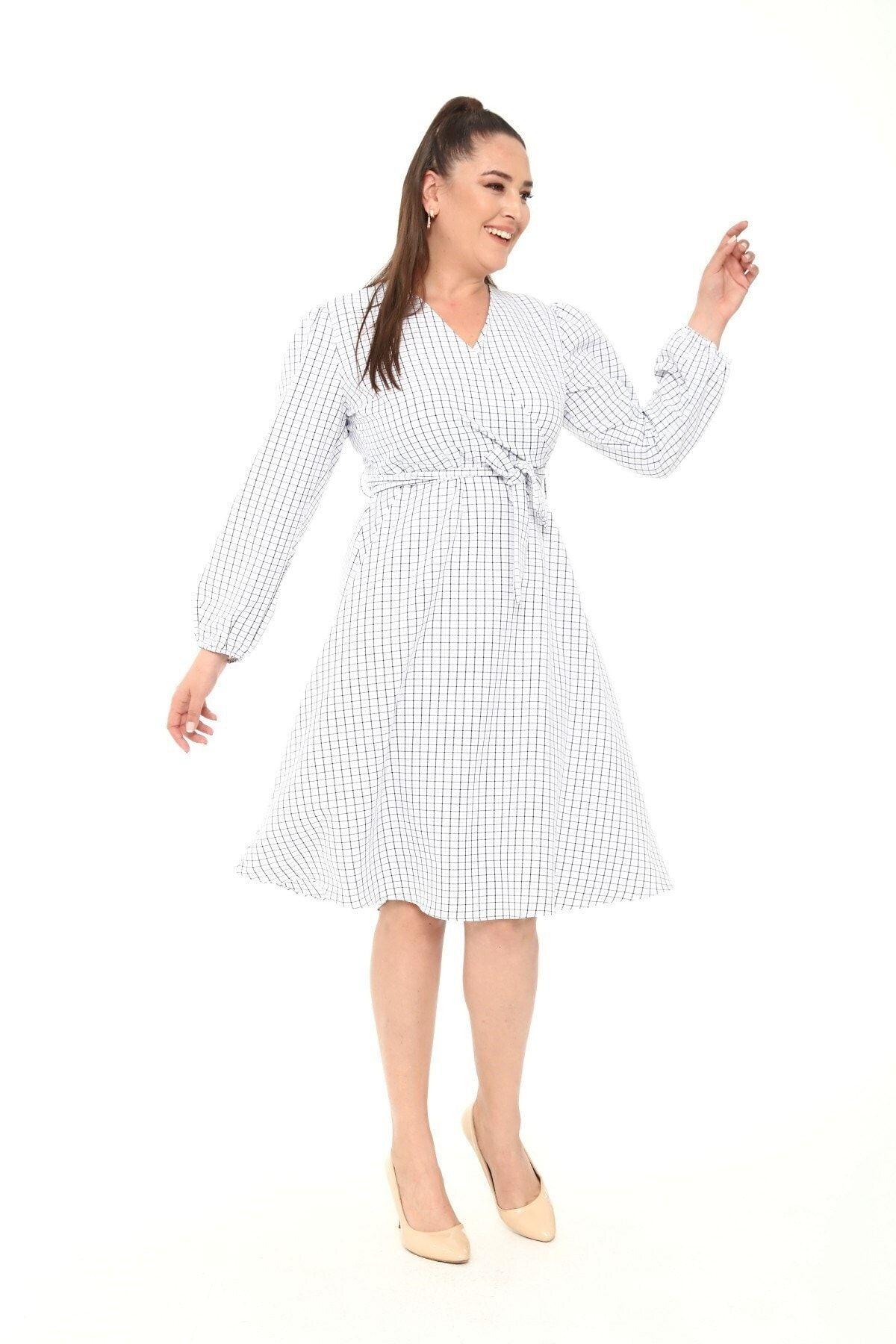 Women s Big Size Dress Plaid Double Breasted Collar Detailed Belt Tied Long Sleeve Midi Length Plus Size Dress 4411 110 2XL
Women s Big Size Dress Plaid Double Breasted Collar Detailed Belt Tied Long Sleeve Midi Length Plus Size Dress 4411 110 2XL