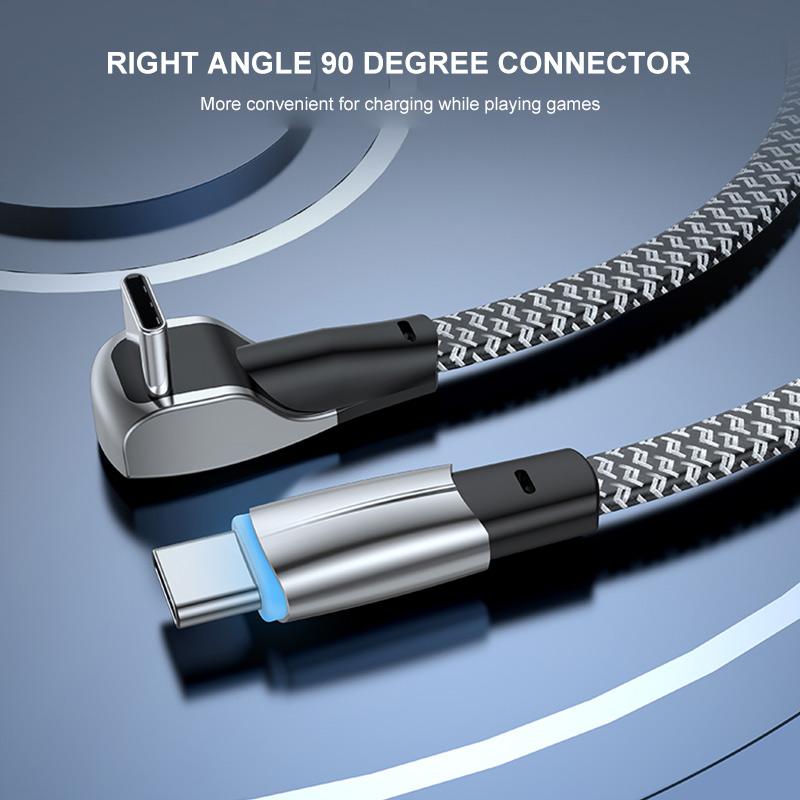 ENKAY HAT PRINCE 2m 6A 65W Fast Charging Cable Right Angle Type-C to Type-C Braided Data Cord with Indicator Light
ENKAY HAT PRINCE 2m 6A 65W Fast Charging Cable Right Angle Type-C to Type-C Braided Data Cord with Indicator Light