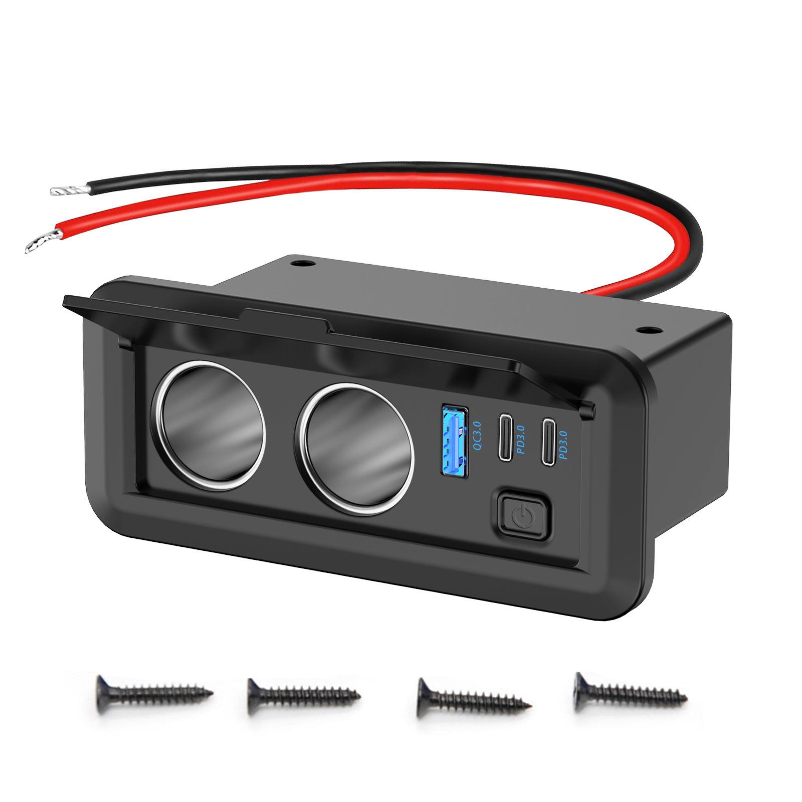 Universal Dual Cigarette Lighter Usb QC3.0 Dual PD3.0 with Switch Combination Blue Light Suitable for Cars Rvs Yachts and Trucks
Universal Dual Cigarette Lighter Usb QC3.0 Dual PD3.0 with Switch Combination Blue Light Suitable for Cars Rvs Yachts and Trucks