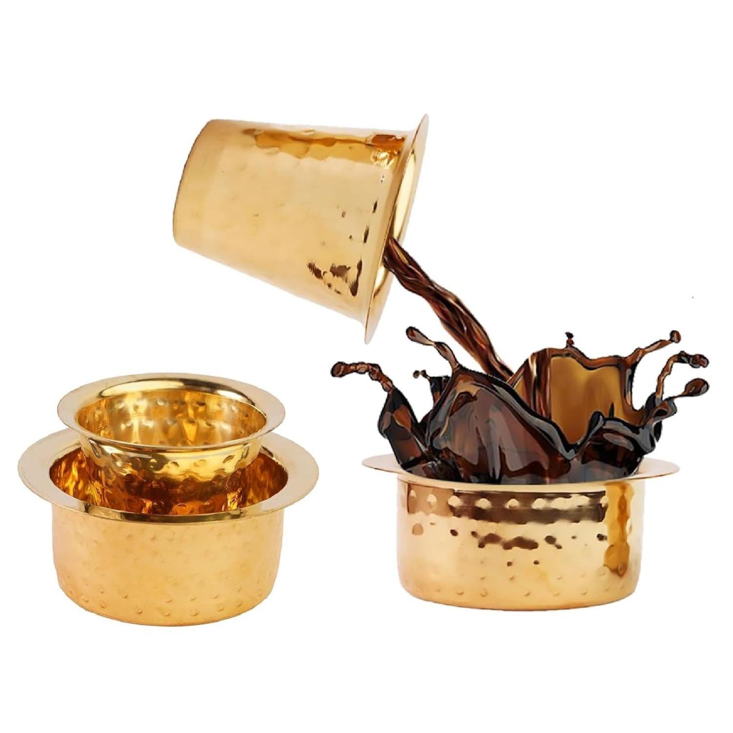 Indian Brass Coffee Cup Dawara/Dabara & Tumbler for Serving Filter Coffee/Tea/Traditional kumbakonam Brass Dabara - | Hammered Matt - 150ml (Set of 2)
Indian Brass Coffee Cup Dawara/Dabara & Tumbler for Serving Filter Coffee/Tea/Traditional kumbakonam Brass Dabara - | Hammered Matt - 150ml (Set of 2)