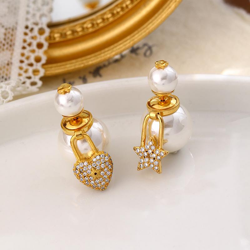 Asymmetrical Star and Heart Pearl Zircon Earrings - Luxury European & American Design Studs
Asymmetrical Star and Heart Pearl Zircon Earrings - Luxury European & American Design Studs