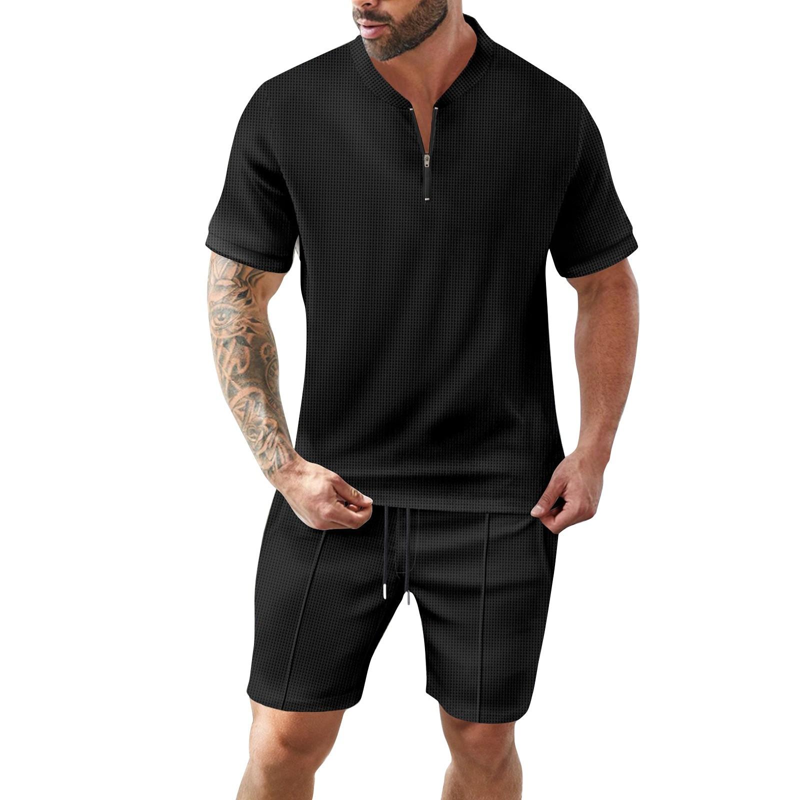 Мужской летний однотонный комплект из топа и шорт с коротким рукавом на молнии и воротником-стойкой для активного отдыха M
Мужской летний однотонный комплект из топа и шорт с коротким рукавом на молнии и воротником-стойкой для активного отдыха M