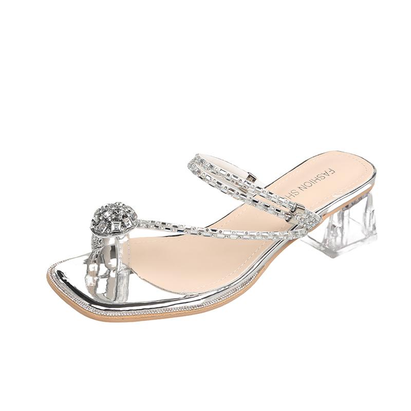 Fashion Square Head Diamond-shaped Round Buckle Set Toe Thick Heel Sandals New Summer Slip-on Slip-on Wear-resistant Mid-heel Slippers 35
Fashion Square Head Diamond-shaped Round Buckle Set Toe Thick Heel Sandals New Summer Slip-on Slip-on Wear-resistant Mid-heel Slippers 35