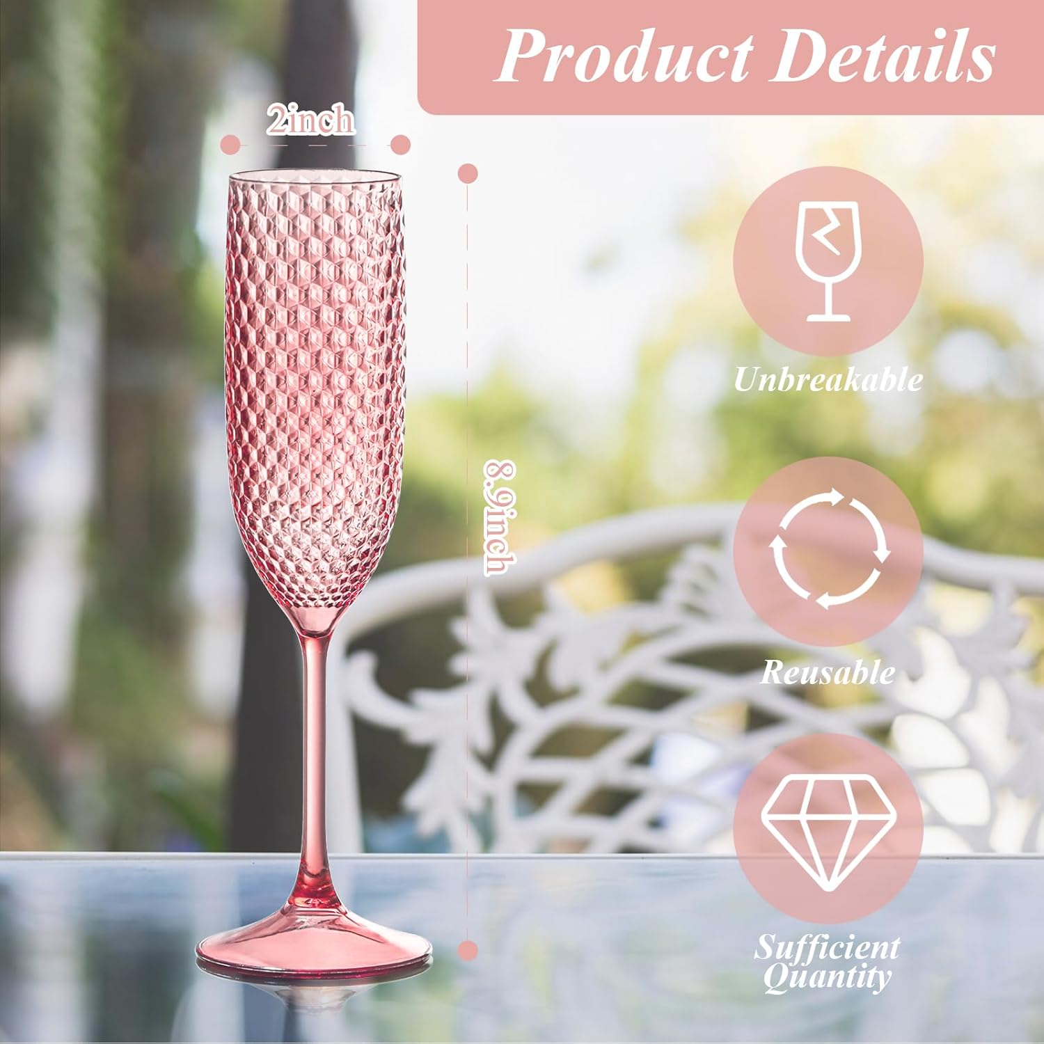 Unbreakable Plastic Champagne Flutes 5.5 OZ Pink Wedding Toasting Glasses for Party United States
Unbreakable Plastic Champagne Flutes 5.5 OZ Pink Wedding Toasting Glasses for Party United States