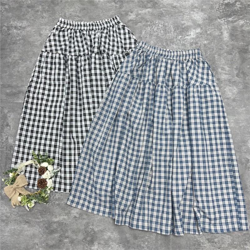 Johnature Japanese Simple Plaid Skirt Casual Mori Elastic Waist Versatile Skirts Summer One Size синий
Johnature Japanese Simple Plaid Skirt Casual Mori Elastic Waist Versatile Skirts Summer One Size синий