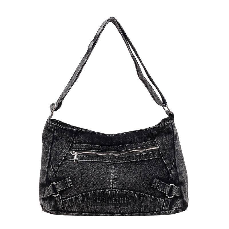 Denim Shoulder Bag Retro Large Capacity Commuter Tote Bag чорний
Denim Shoulder Bag Retro Large Capacity Commuter Tote Bag чорний