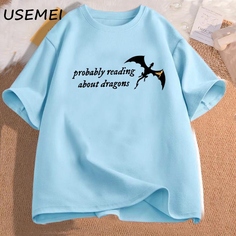 Probably Reading about Dragons T Shirt Women Fourth Wing Bookish TShirt Librarian Book Lover Graphic Tees Women Men Cotton Tee 4XL
Probably Reading about Dragons T Shirt Women Fourth Wing Bookish TShirt Librarian Book Lover Graphic Tees Women Men Cotton Tee 4XL