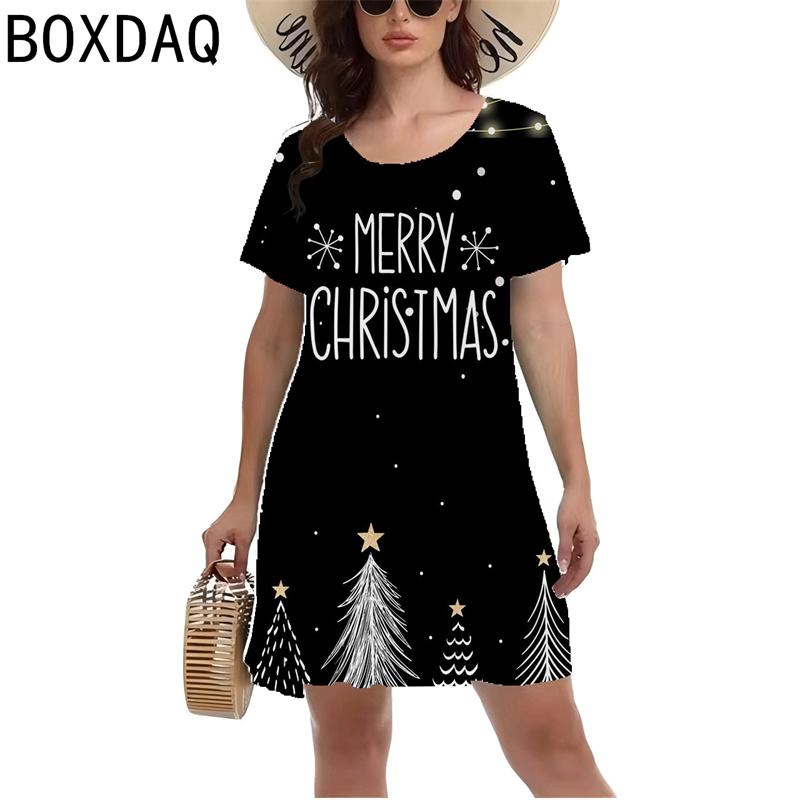 Short-sleeved casual dress, with a collar opening design, sweet Christmas style, 3D Christmas tree pattern, snowman print S
Short-sleeved casual dress, with a collar opening design, sweet Christmas style, 3D Christmas tree pattern, snowman print S