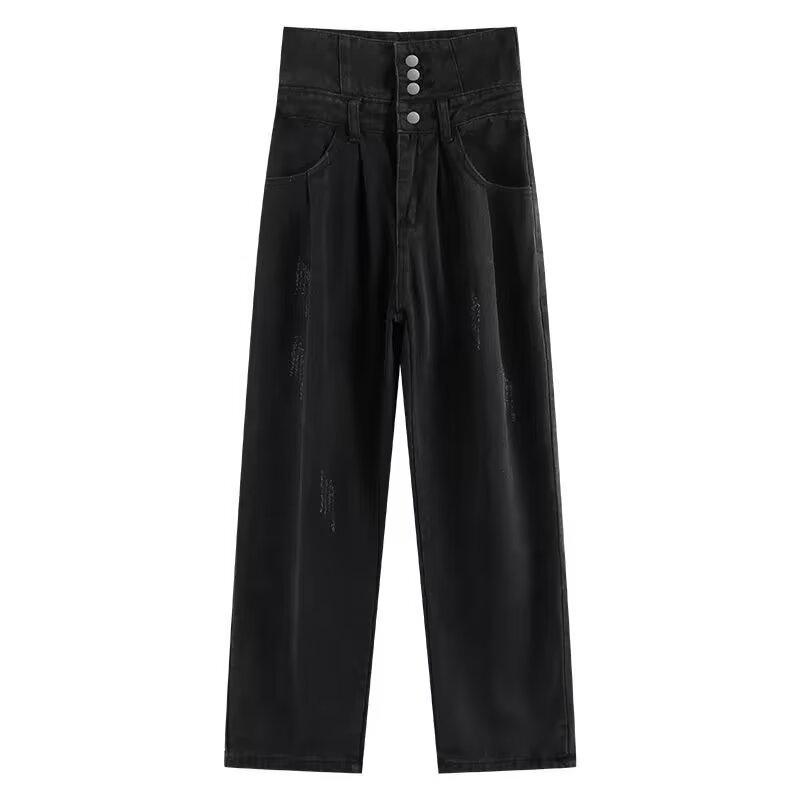 2025 American Retro High Waist Black Jeans - Autumn Washed, Multi-Button, Wide Leg, Slimming Straight Fit. Large
2025 American Retro High Waist Black Jeans - Autumn Washed, Multi-Button, Wide Leg, Slimming Straight Fit. Large