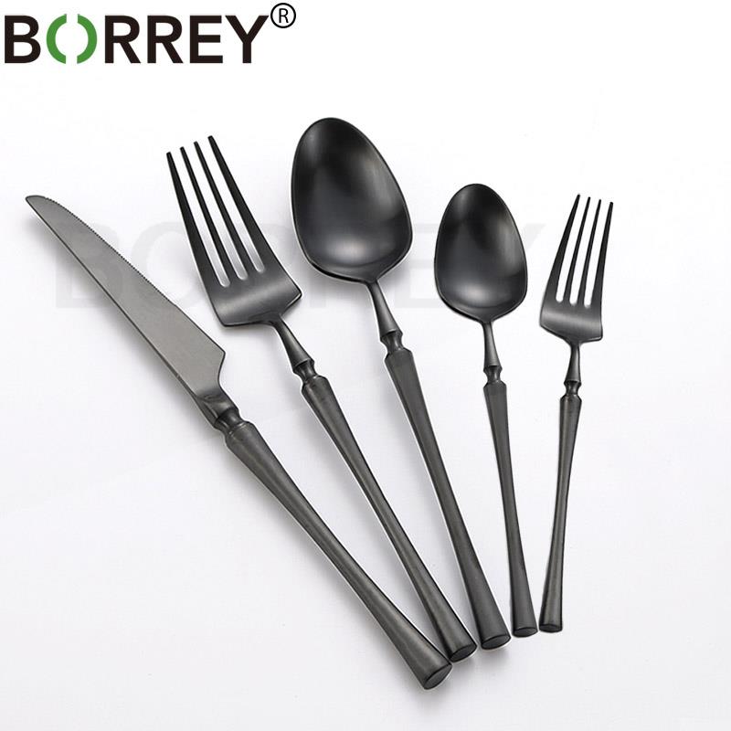BORREY 30 шт./компл., высококачественная посуда, черные столовые приборы, столовые приборы, нож из нержавеющей стали 304, ложка, вилка, ужин, стейк, золотая посуда
BORREY 30 шт./компл., высококачественная посуда, черные столовые приборы, столовые приборы, нож из нержавеющей стали 304, ложка, вилка, ужин, стейк, золотая посуда