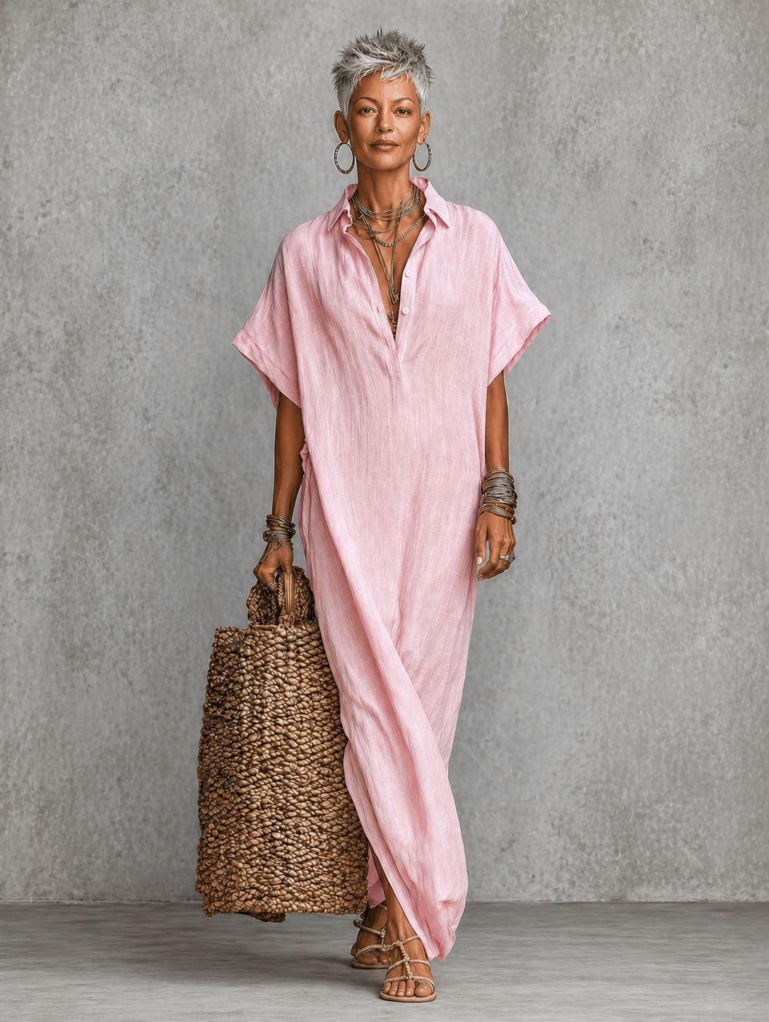 2026 European Women s Batwing Sleeve Polo Collar Dress - Spring/Summer Collection M рожевий
2026 European Women s Batwing Sleeve Polo Collar Dress - Spring/Summer Collection M рожевий