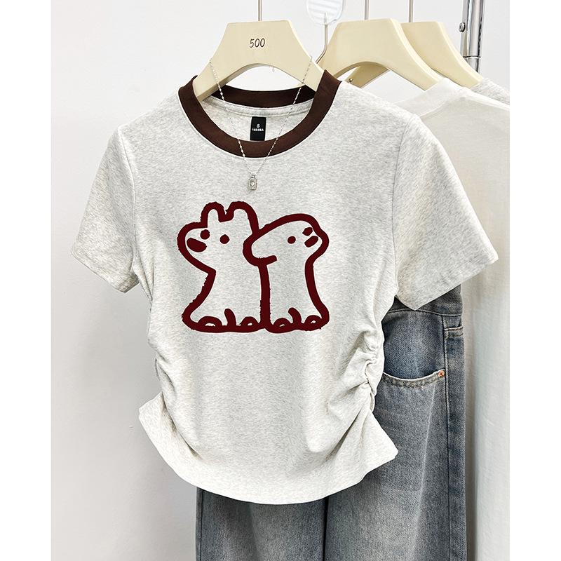 Женская футболка в корейском стиле с цветными блоками, присборенной талией и принтом Small
Женская футболка в корейском стиле с цветными блоками, присборенной талией и принтом Small