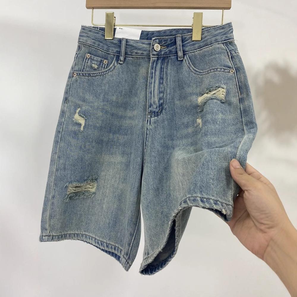 Women s Summer Korean-Style High-Waisted Distressed Straight-Leg Cropped Pants Loose A-Line Denim Wide-Leg Shorts S
Women s Summer Korean-Style High-Waisted Distressed Straight-Leg Cropped Pants Loose A-Line Denim Wide-Leg Shorts S