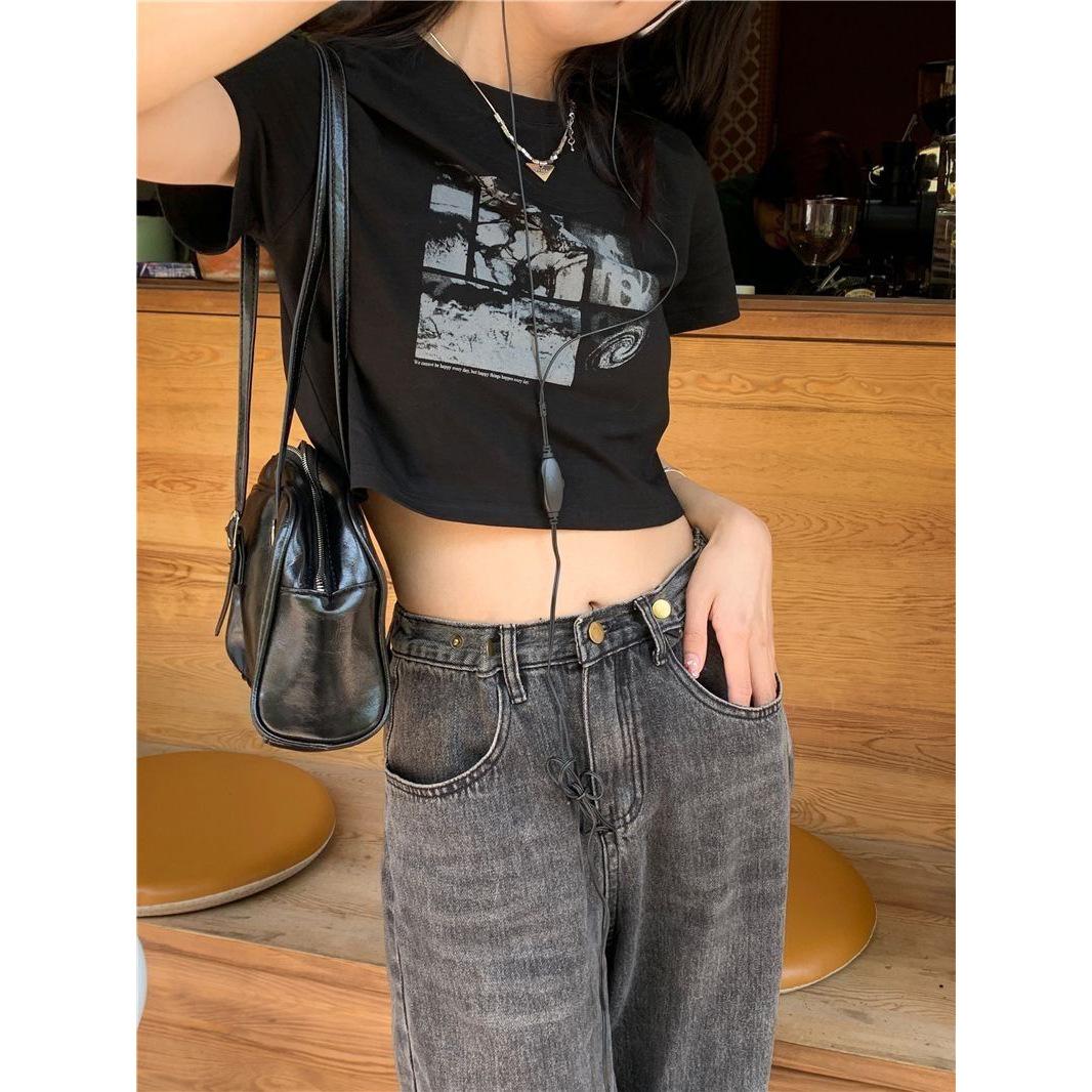 Off-the-button printed short-sleeved T-shirt women s summer new fashion top student black bottoming shirt M
Off-the-button printed short-sleeved T-shirt women s summer new fashion top student black bottoming shirt M