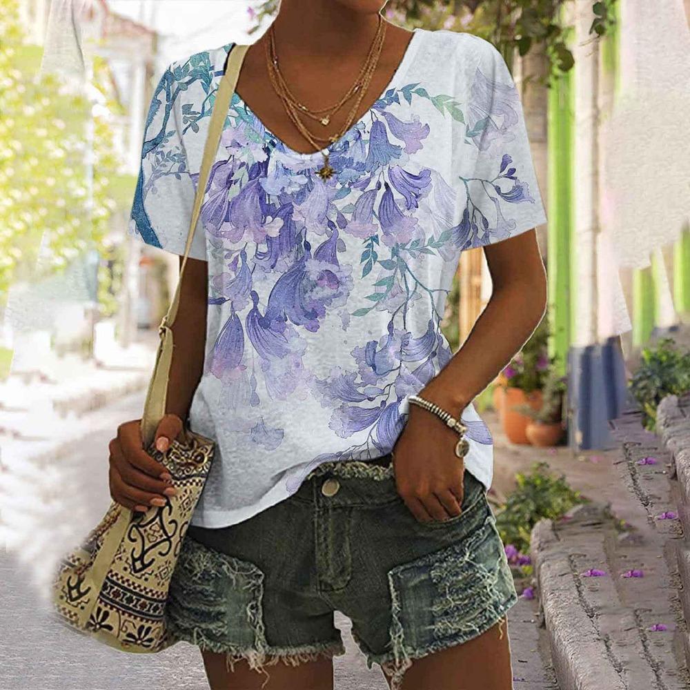 Винтажные цветочные 3D-принты футболки для женщин футболки с V-образным вырезом и коротким рукавом футболки с цветочным принтом Y2K большие размеры Harajuku Top женская одежда 5XL
Винтажные цветочные 3D-принты футболки для женщин футболки с V-образным вырезом и коротким рукавом футболки с цветочным принтом Y2K большие размеры Harajuku Top женская одежда 5XL